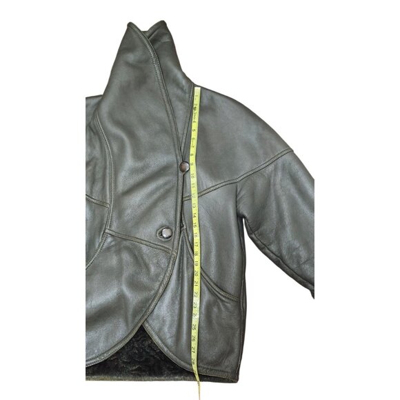 Umberto Olivieri Italy Leather Fur Coat Jacket  Oversized Designer Sparrling - Picture 14 of 16